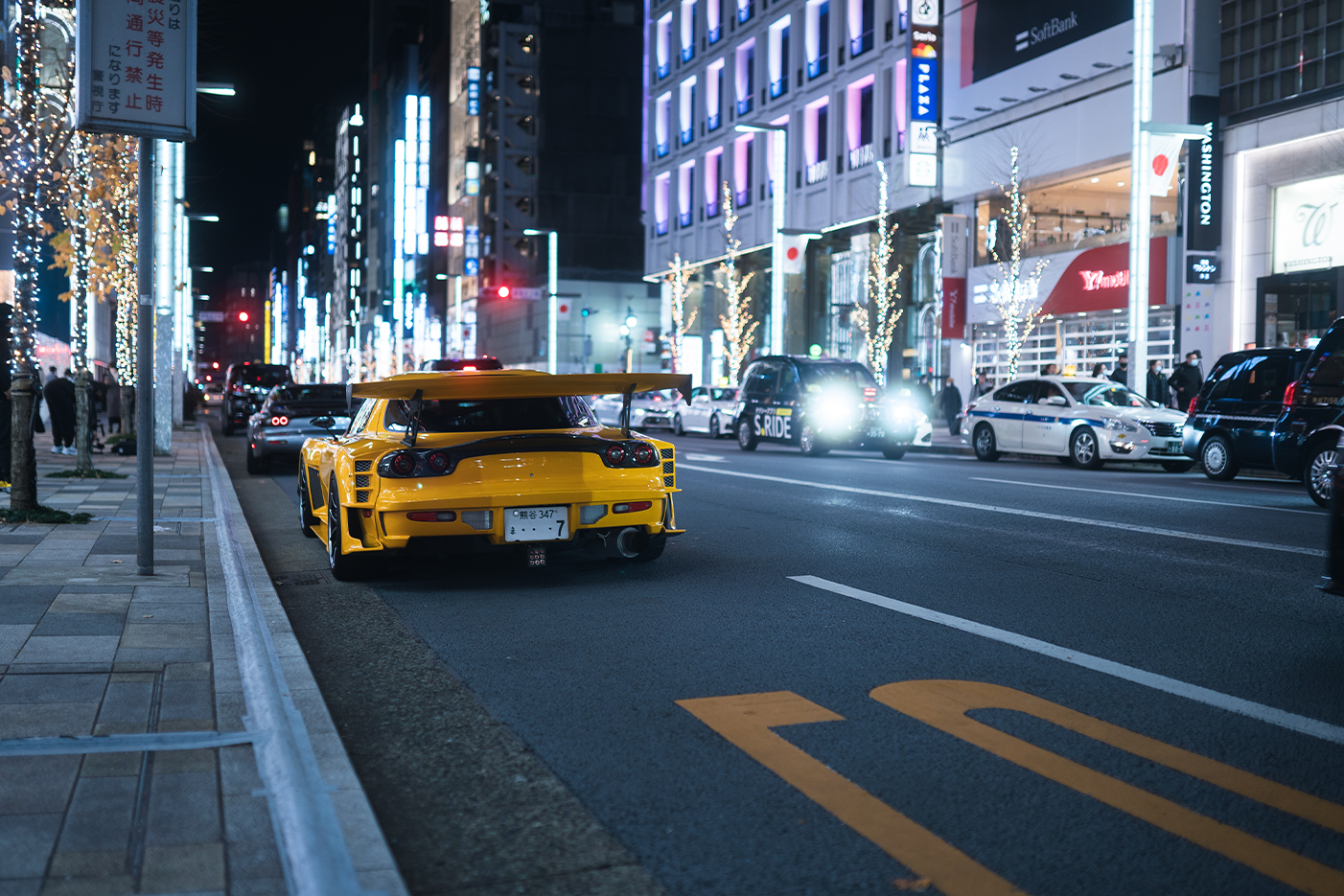Yellow FD RX7 in Ginza, Tokyo